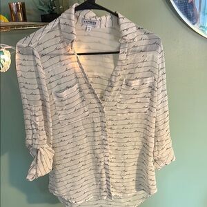 Express Gray 3/4 Sleeve Button Down Shirt